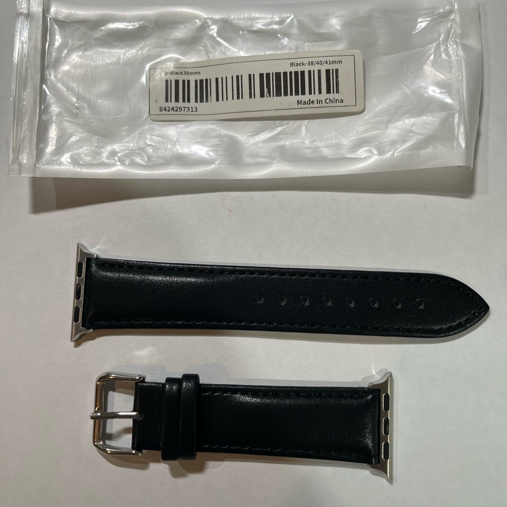 Black Leather Apple Watch Band Adapter Strap